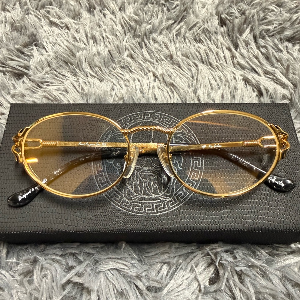 New Vintage Frames Pac Deluxe Limited Edition 18KT Gold Eyeglasses Unisex